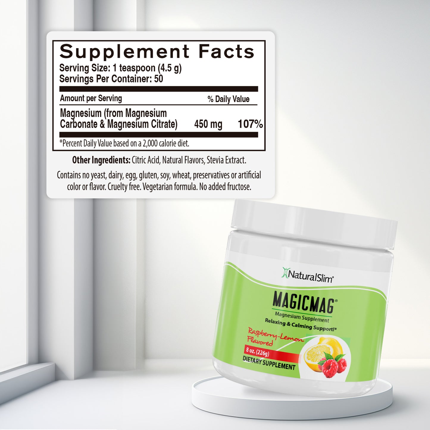 MagicMag® Frambuesa - Limón | Suplemento de Magnesio | Apoyo Relajante y Calmante - NaturalSlim USA