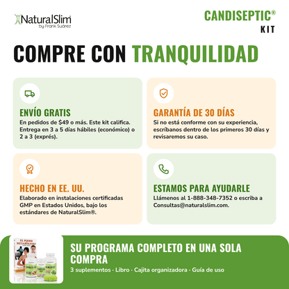 Candiseptic Kit Limpieza de Hongo Candida Albicans | Envío Gratis Incluye Libro - NaturalSlim USA