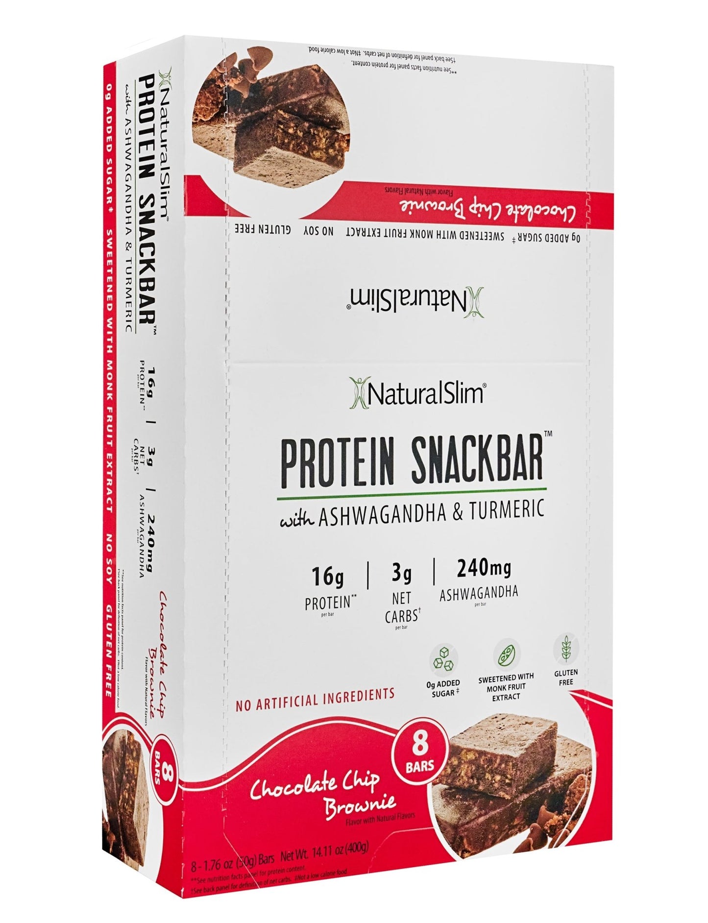 NaturalSlim® Protein Snackbar™ Chocolate Chip Brownie | Barras de proteína - NaturalSlim USA