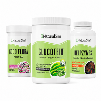 Combo de Apoyo Digestivo: 1 Glucotein + 1 Helpzymes + 1 Good Flora - NaturalSlim USA