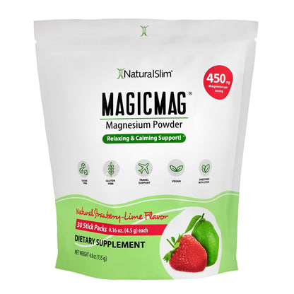 MagicMag® Stick Packs | Viaje - Travel | Fresa - Limón | Suplemento Citrato de Magnesio | Apoyo Relajante y Calmante* - NaturalSlim USA